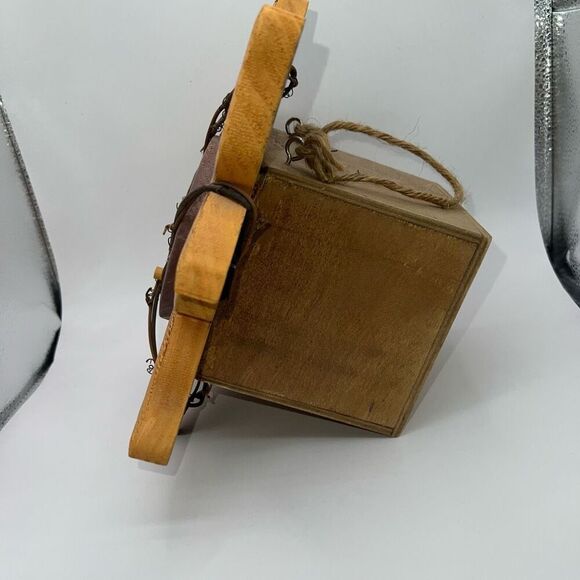 Wooden Sunflower Birdhouse With Twine Painted Hanging DecorativeYellows Browns - Picture 4 of 7